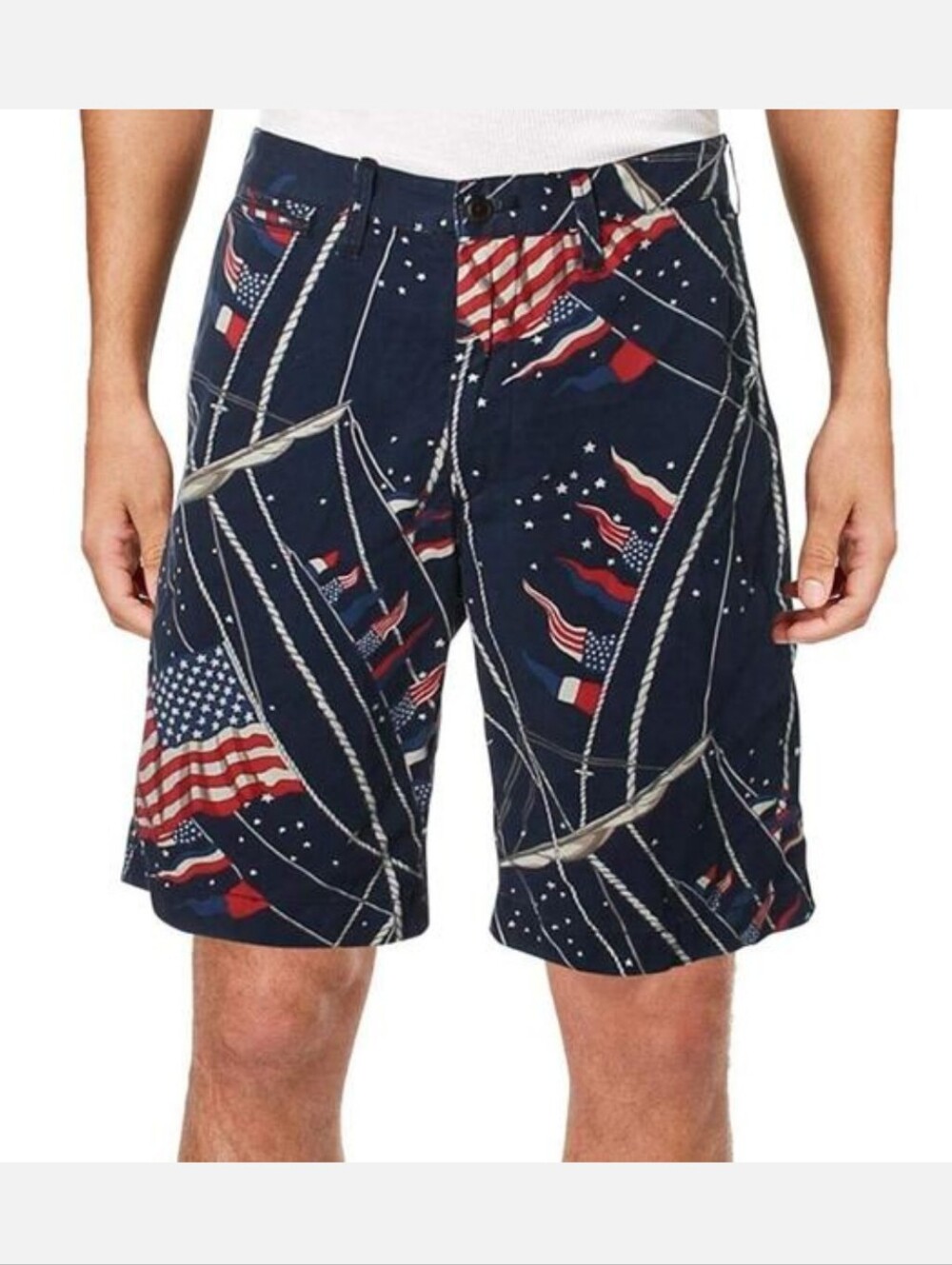 Polo Ralph Lauren Nautical Shorts Size 34 Americana Sailing Flags Coast Beach